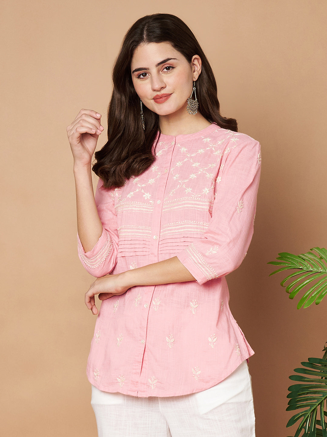 Cotton Hand-embroidered Chikankari Shirt