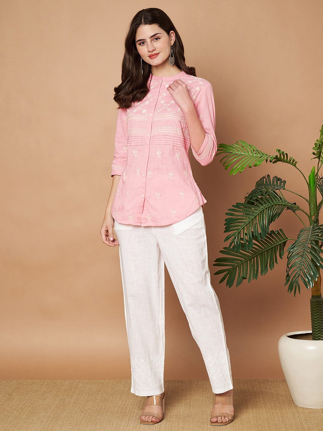 Cotton Hand-embroidered Chikankari Shirt