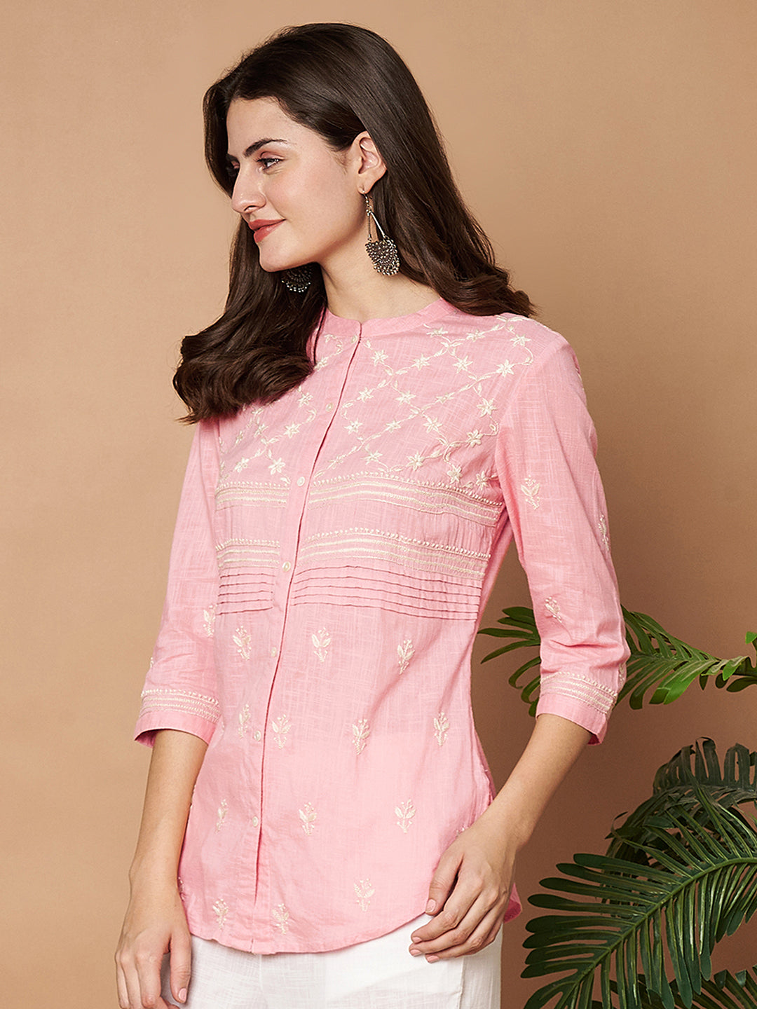 Cotton Hand-embroidered Chikankari Shirt
