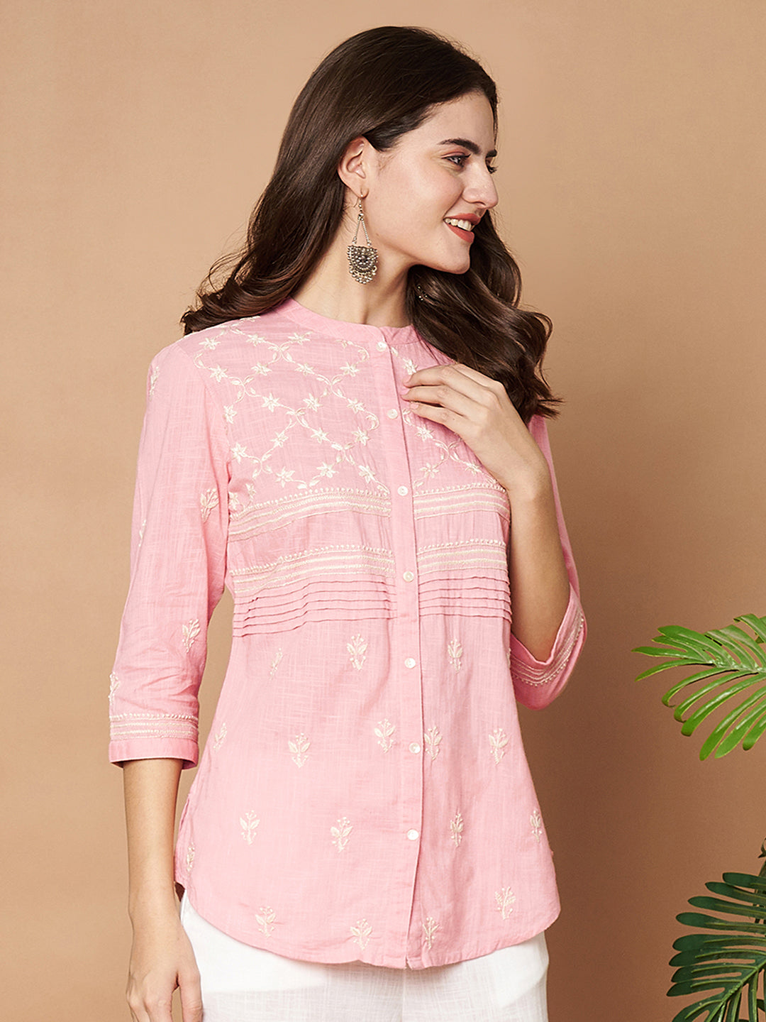 Cotton Hand-embroidered Chikankari Shirt
