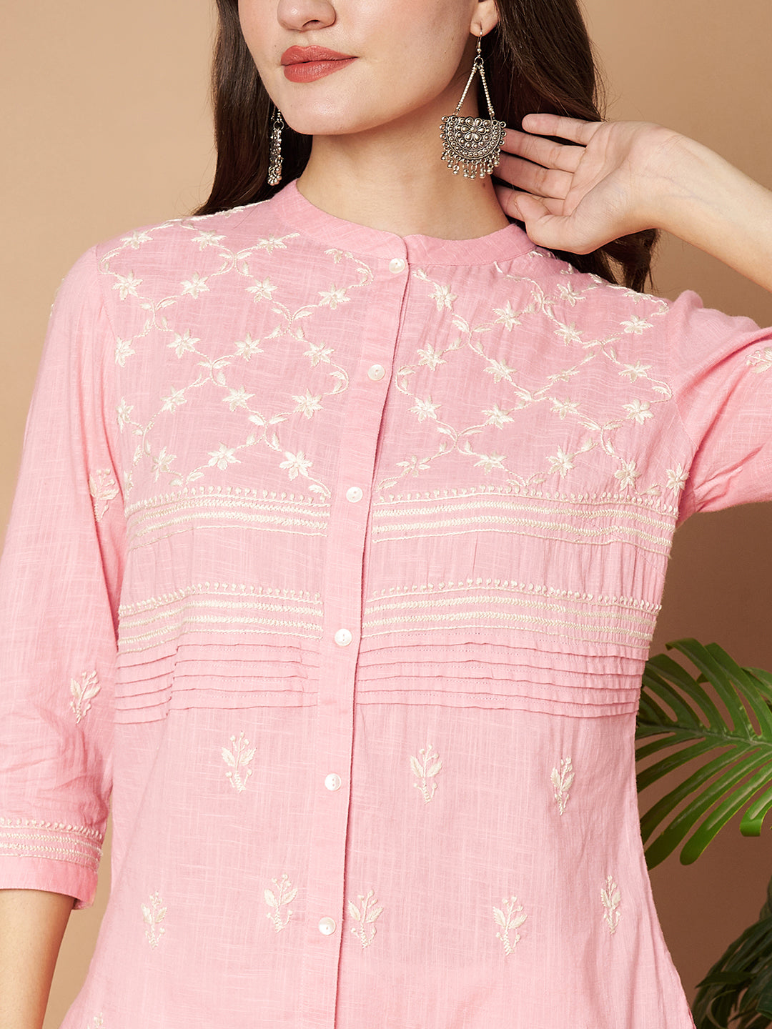 Cotton Hand-embroidered Chikankari Shirt