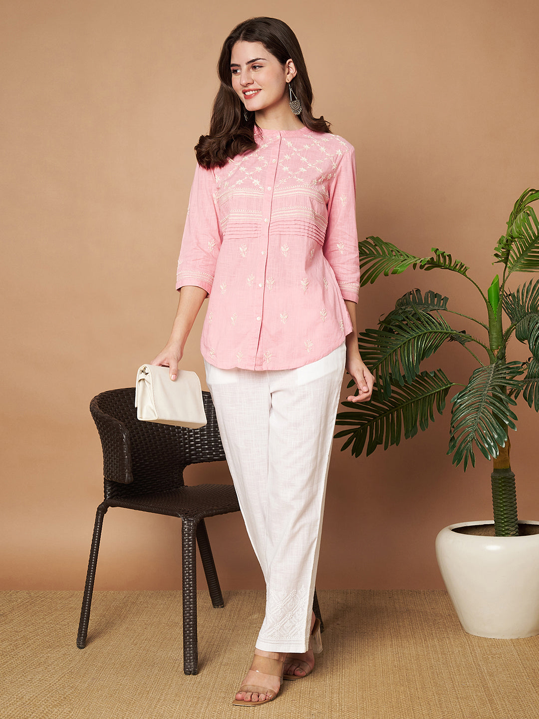 Cotton Hand-embroidered Chikankari Shirt