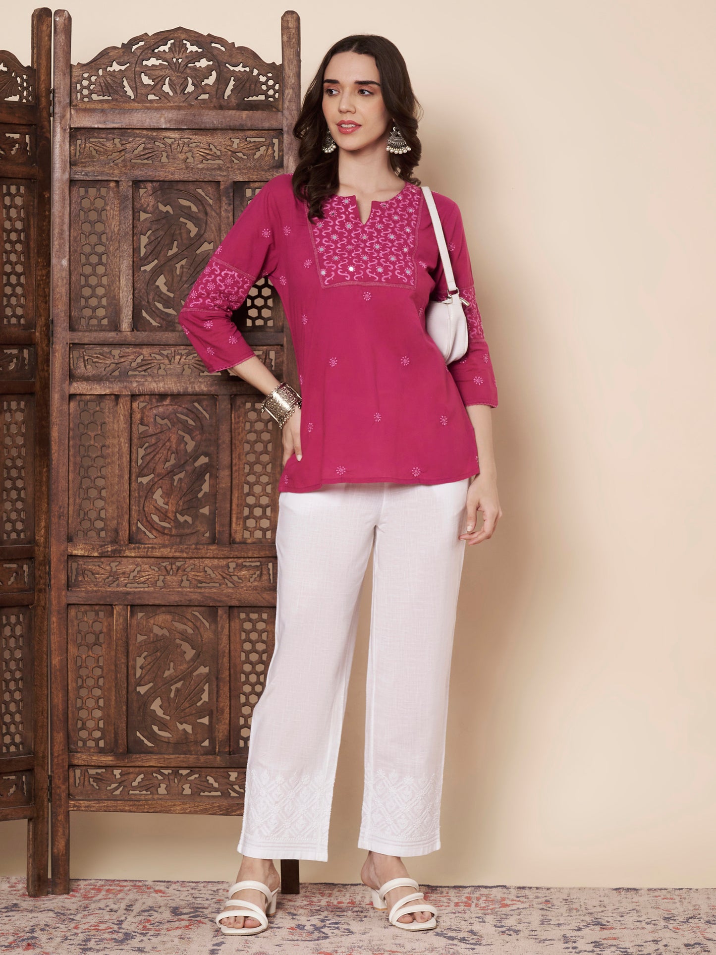 Chikankari Top with Mirror Work
