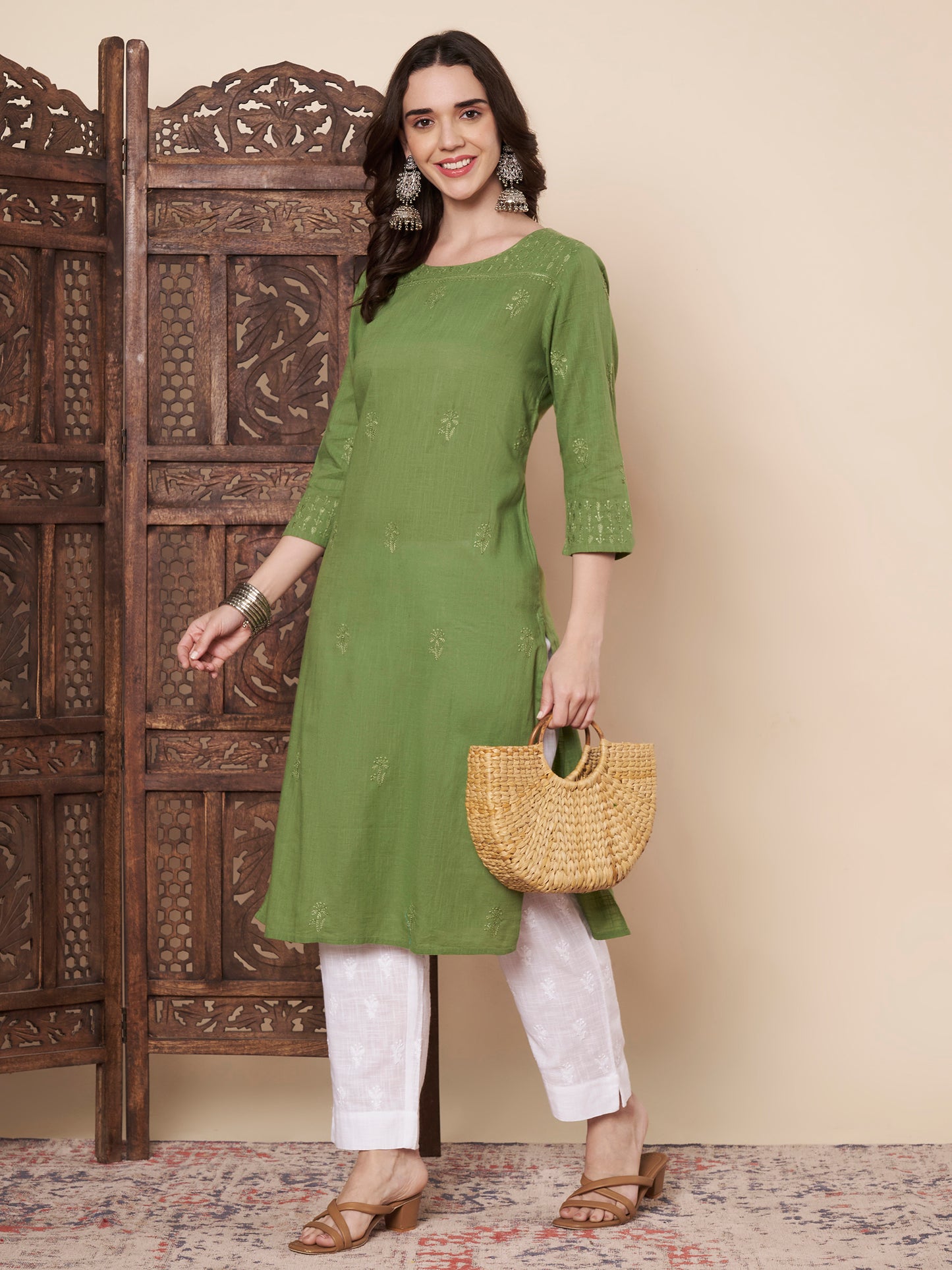 Matcha Green Chikankari Kurta