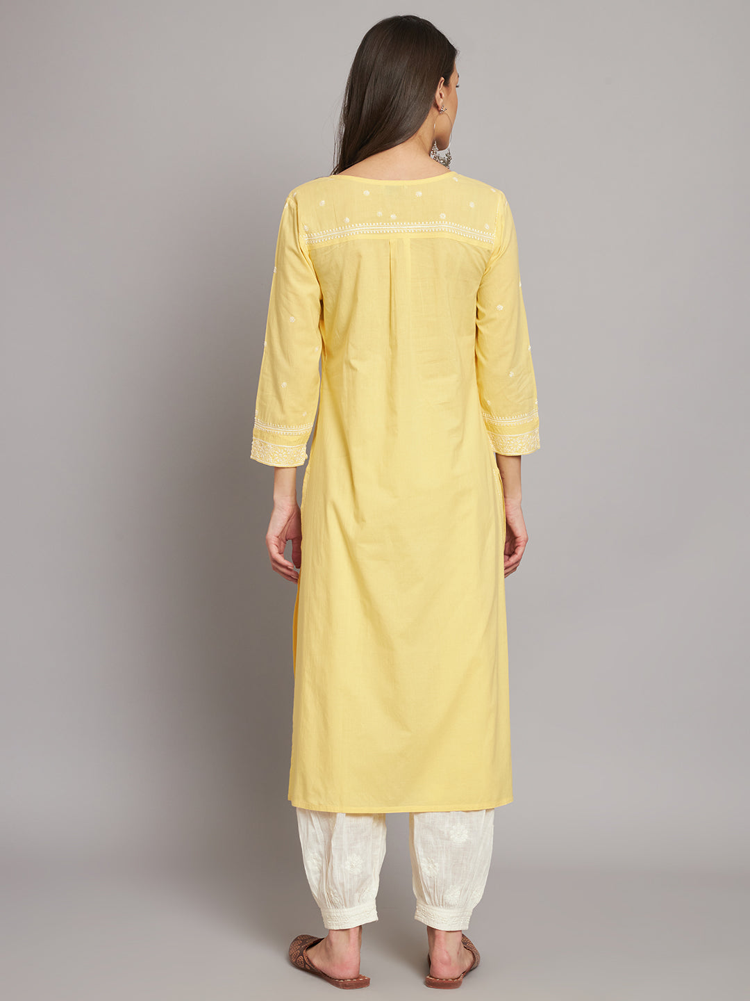 270 Yellow Basic Chikankari Kurta