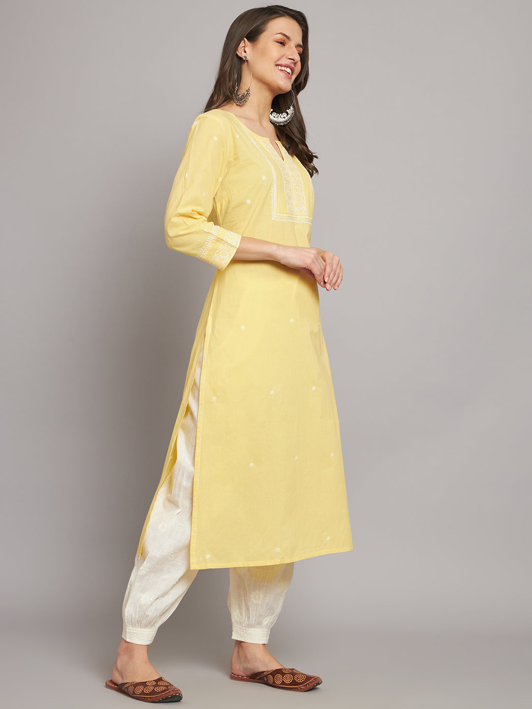 270 Yellow Basic Chikankari Kurta