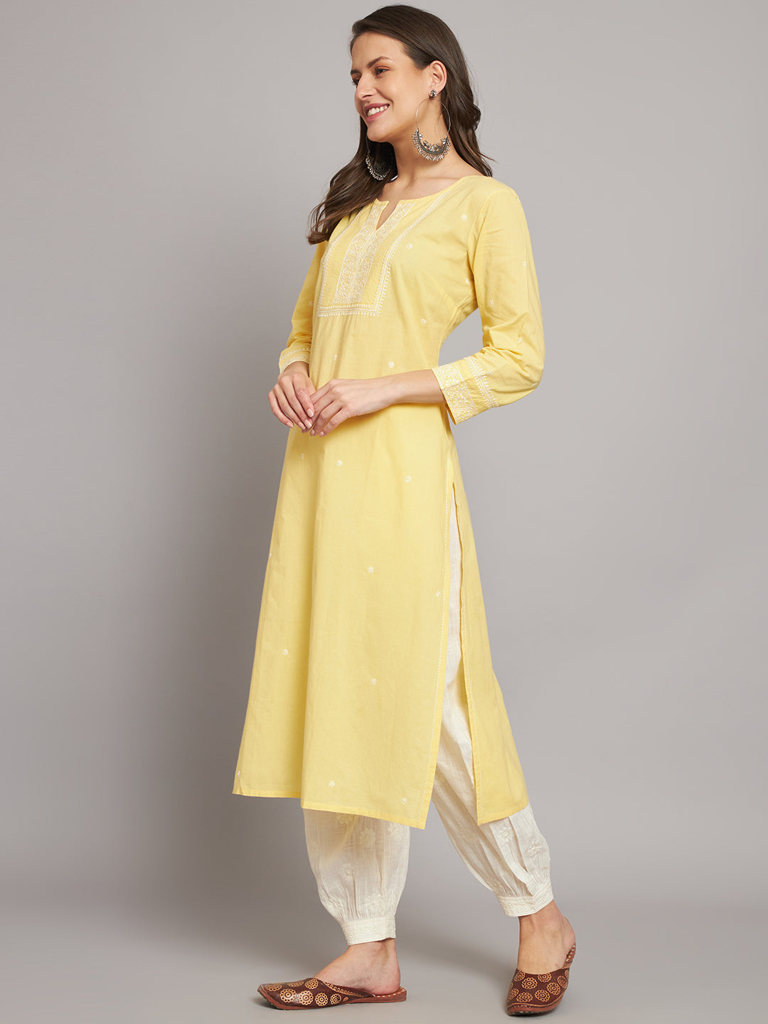 270 Yellow Basic Chikankari Kurta