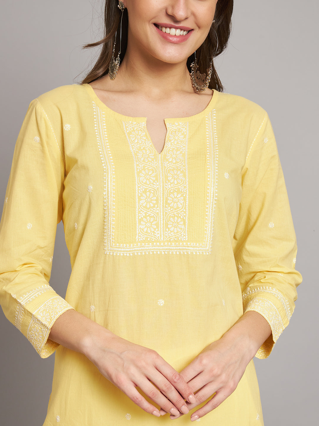 270 Yellow Basic Chikankari Kurta