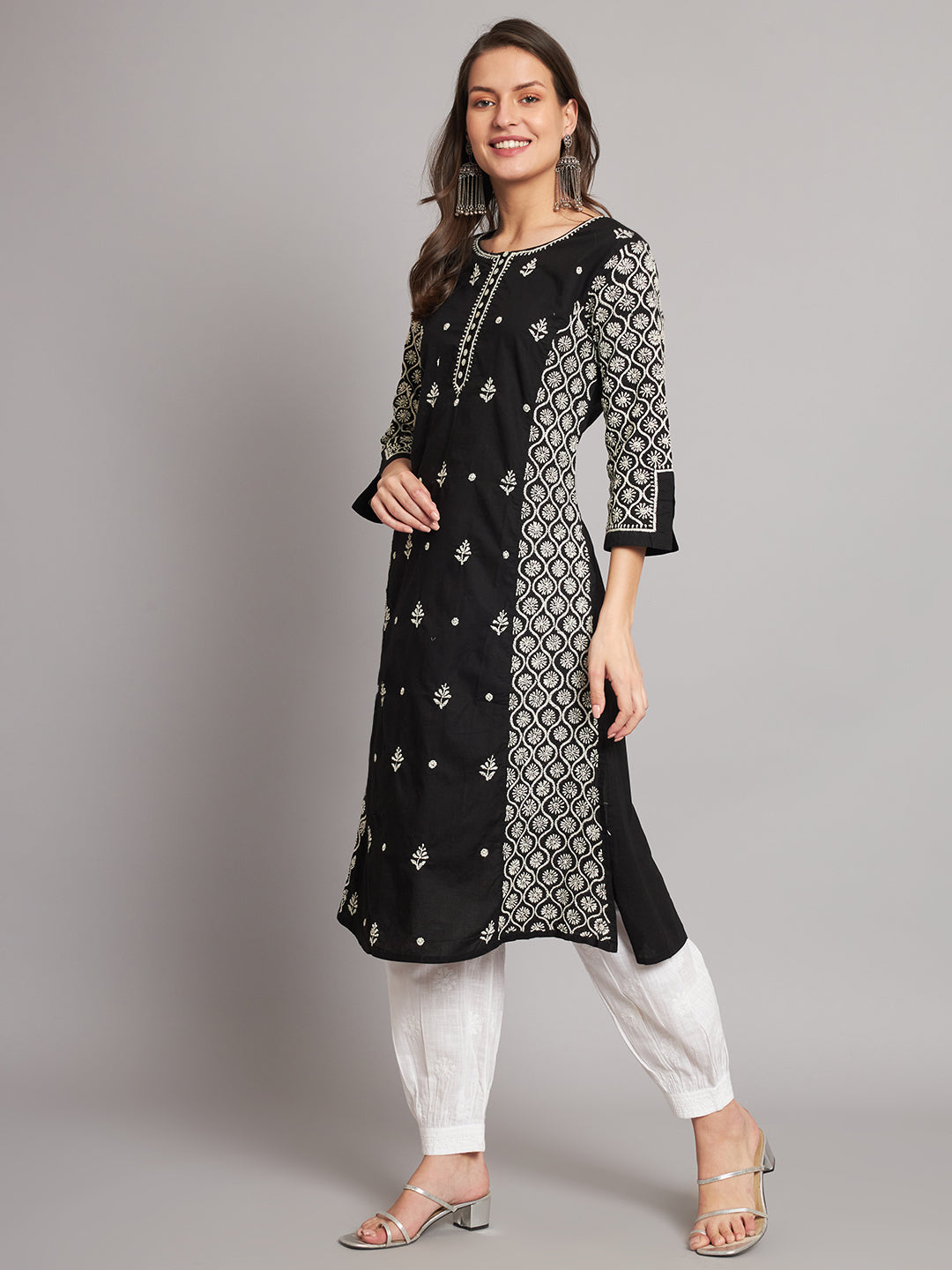 Black and White Chikankari Kurta
