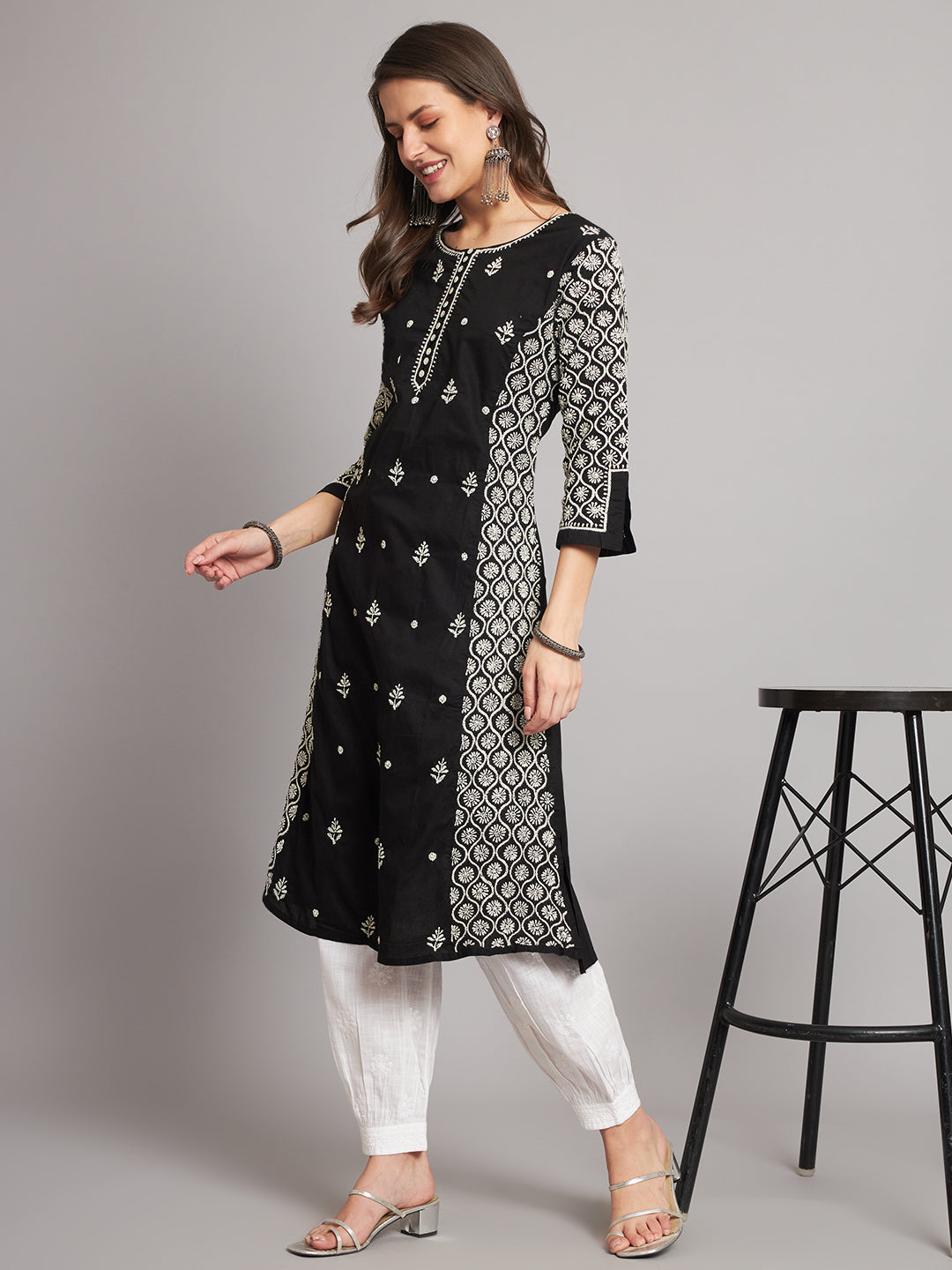 Black and White Chikankari Kurta