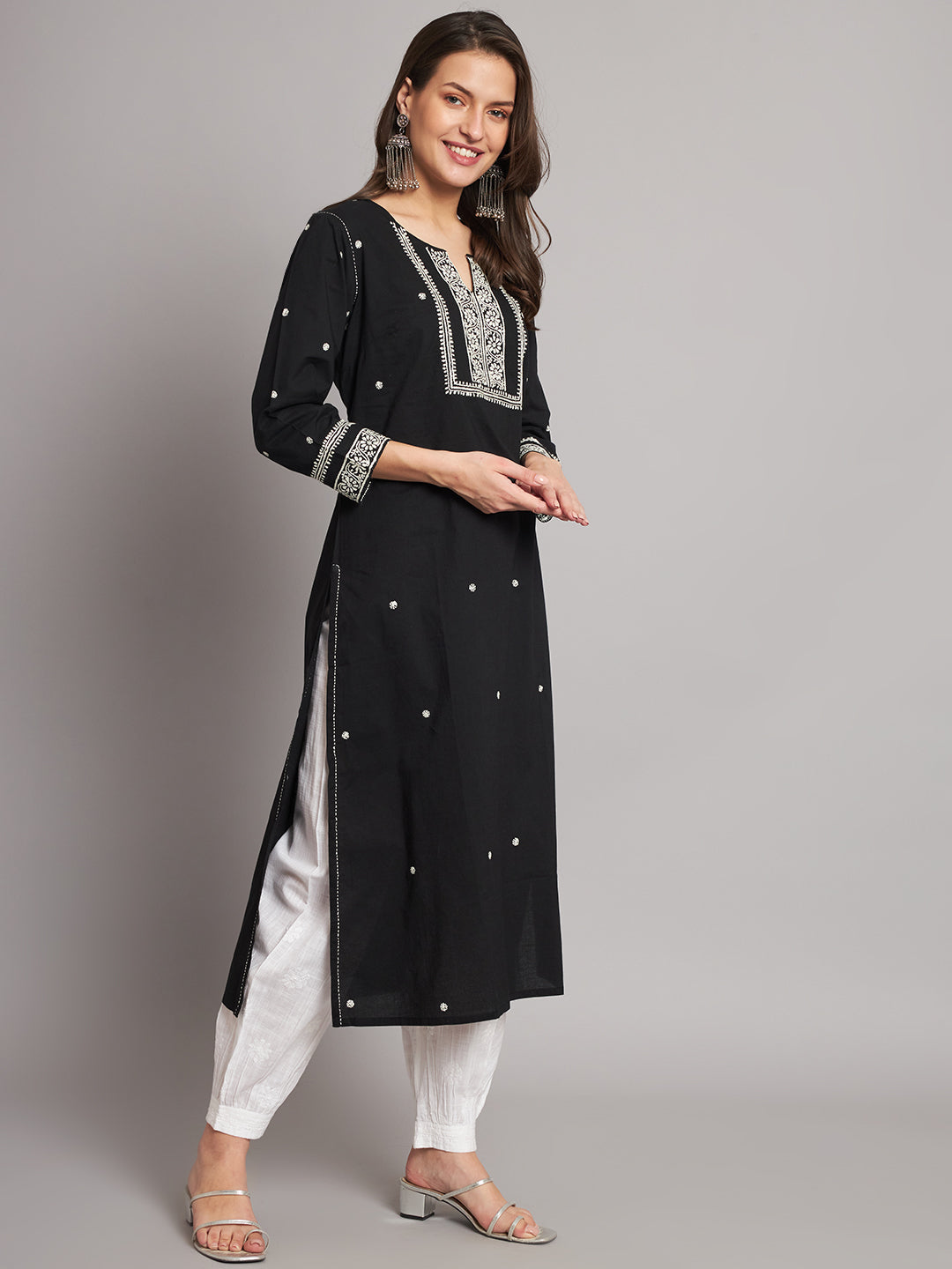 274 Black and White Basic Chikankari Kurta