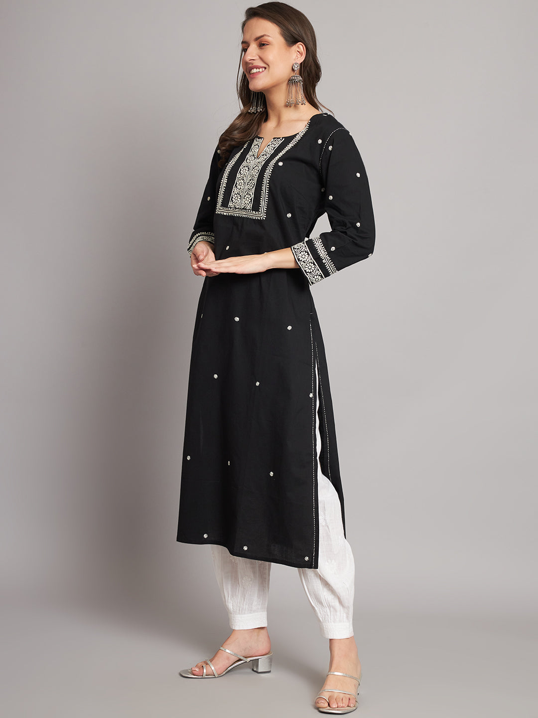 274 Black and White Basic Chikankari Kurta