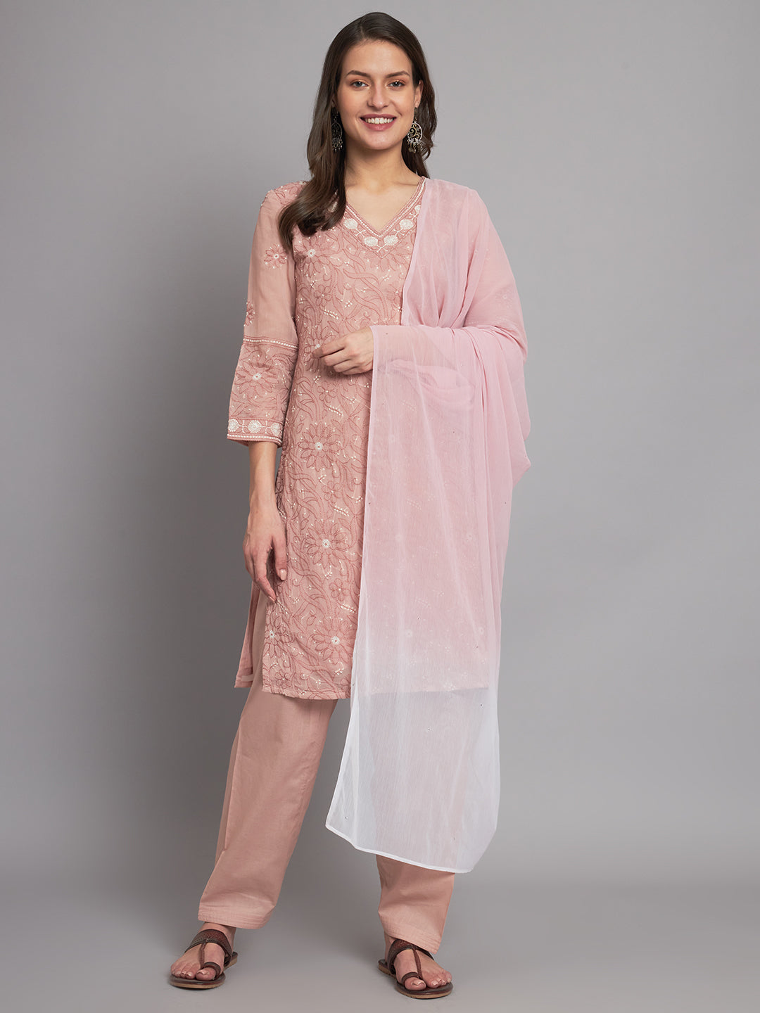 Vintage Rose Chikankari Suit-Set