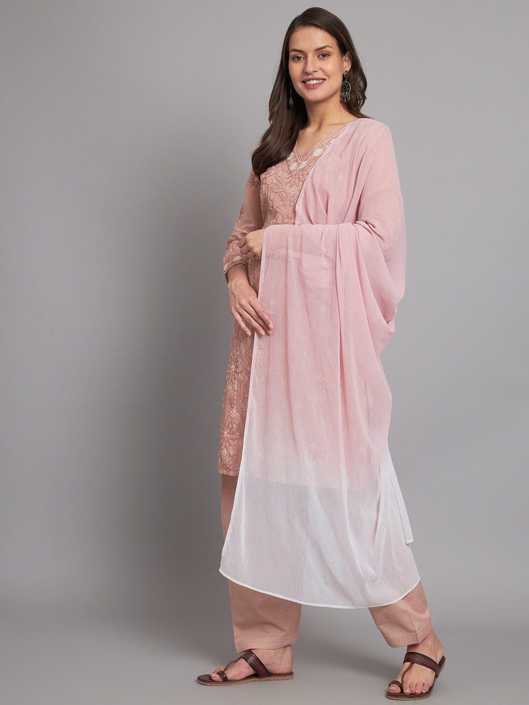 Vintage Rose Chikankari Suit-Set