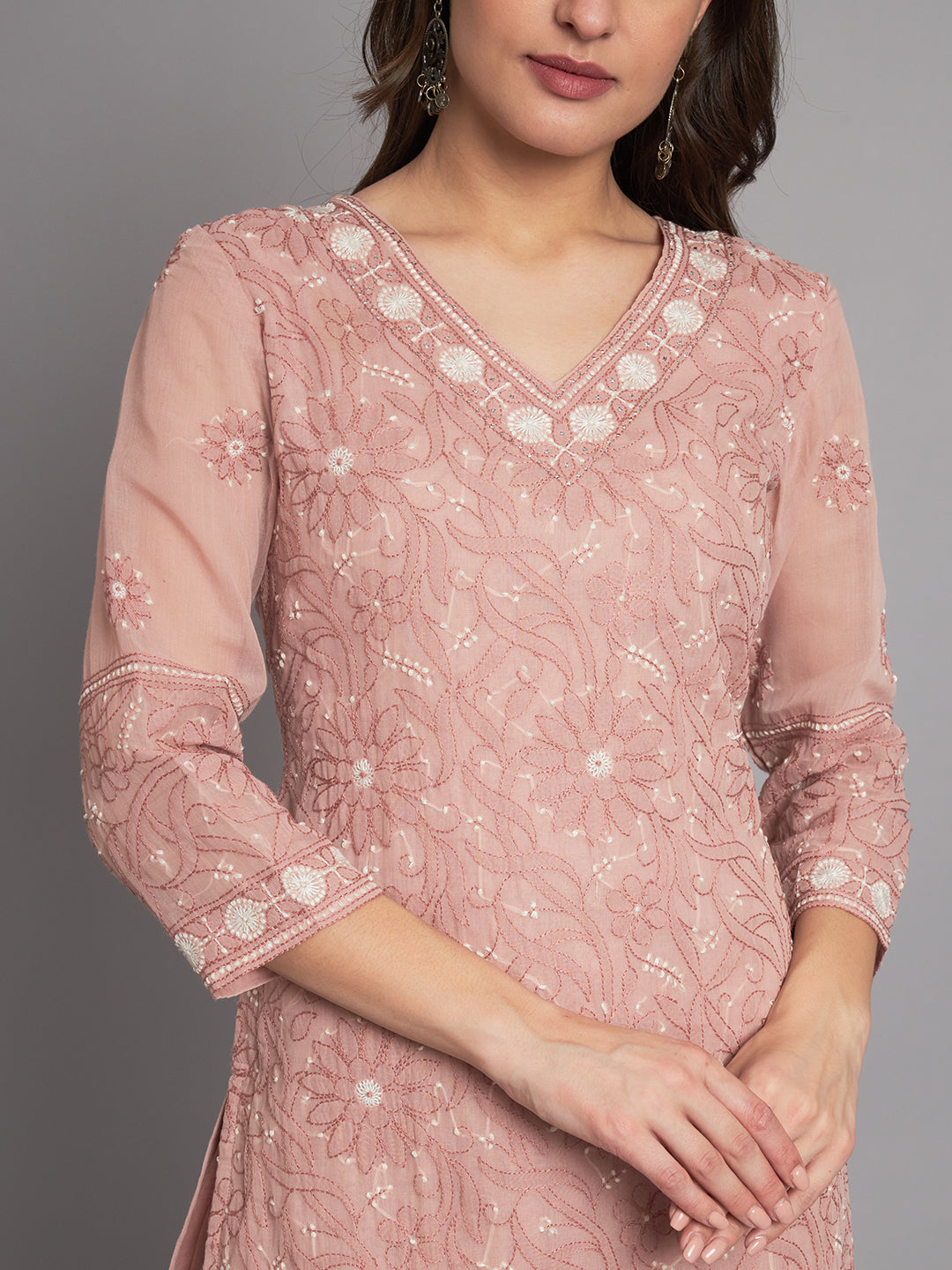 Vintage Rose Chikankari Suit-Set