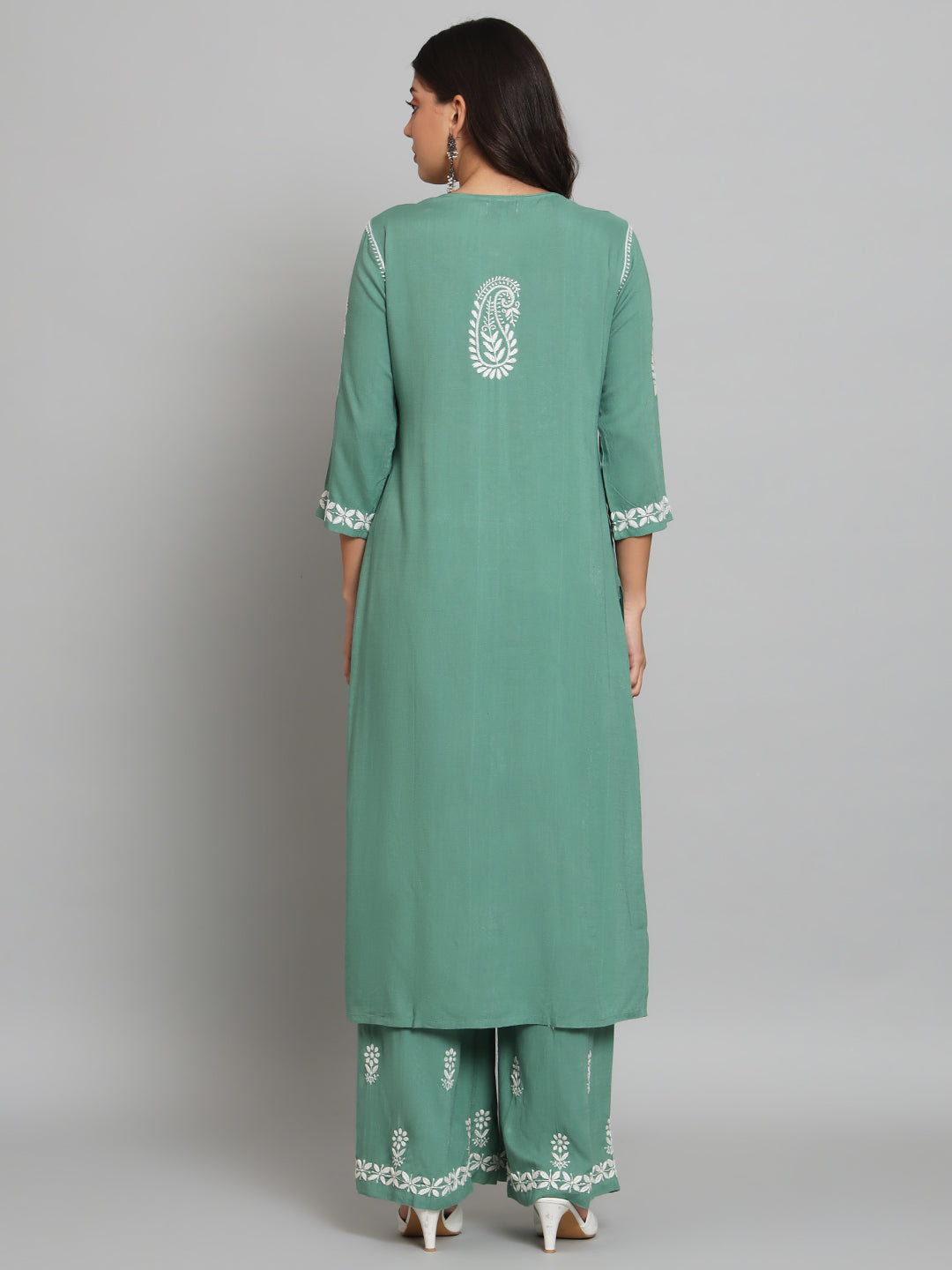 Mint Green Chikankari Kurta-Pant Set