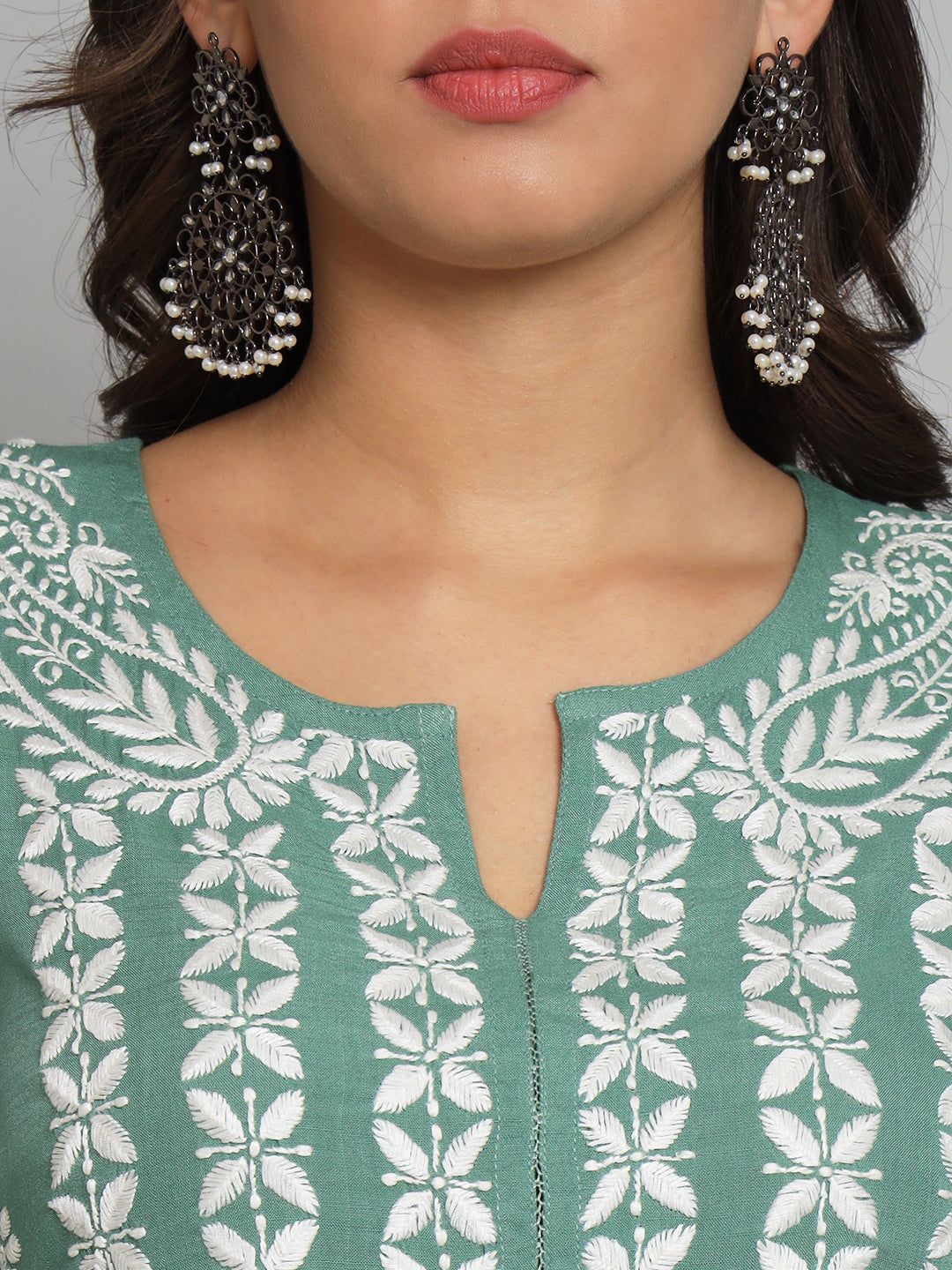Mint Green Chikankari Kurta-Pant Set