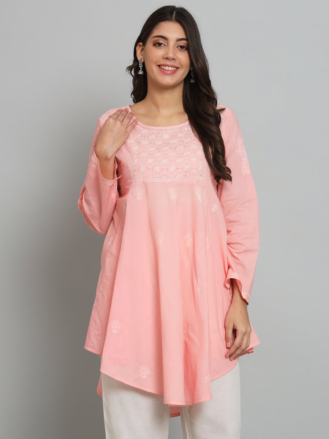 Pink Chikankari Tunic