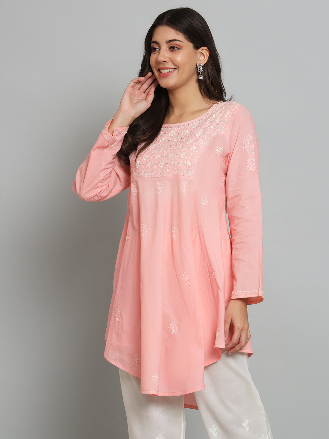 Pink Chikankari Tunic