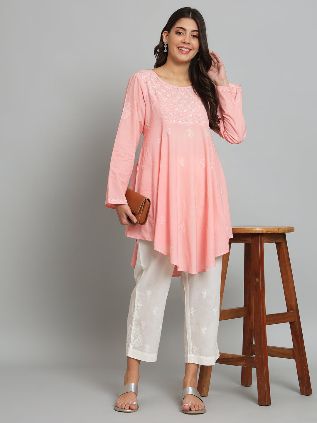 Pink Chikankari Tunic