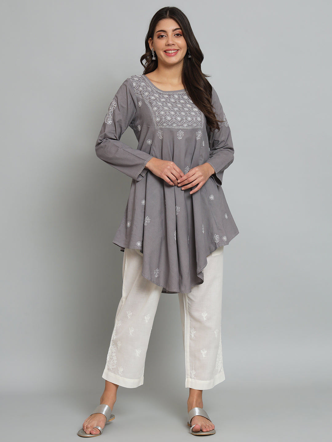 Grey Chikankari Tunic