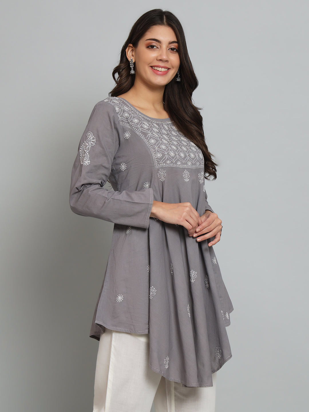Grey Chikankari Tunic