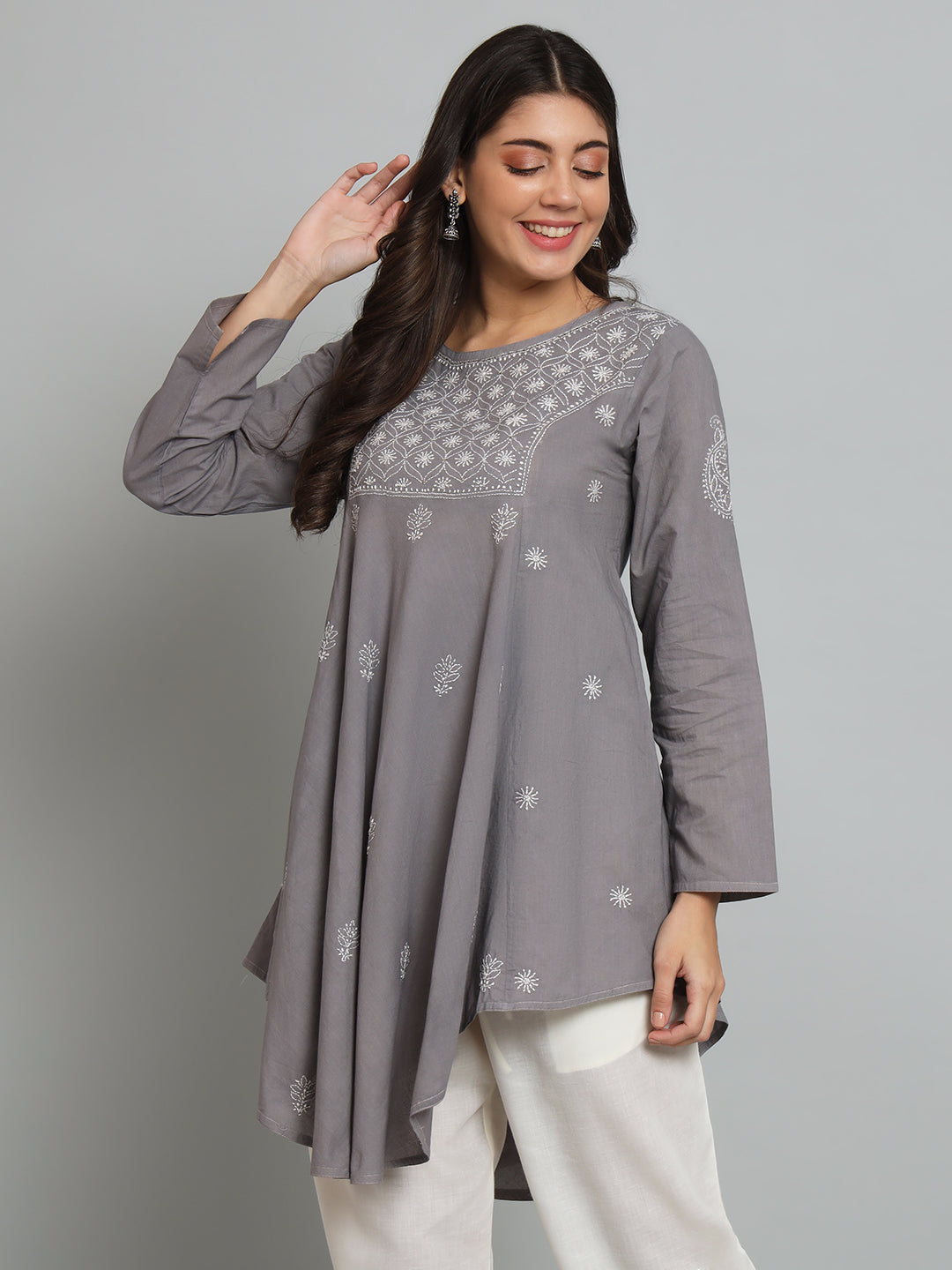 Grey Chikankari Tunic