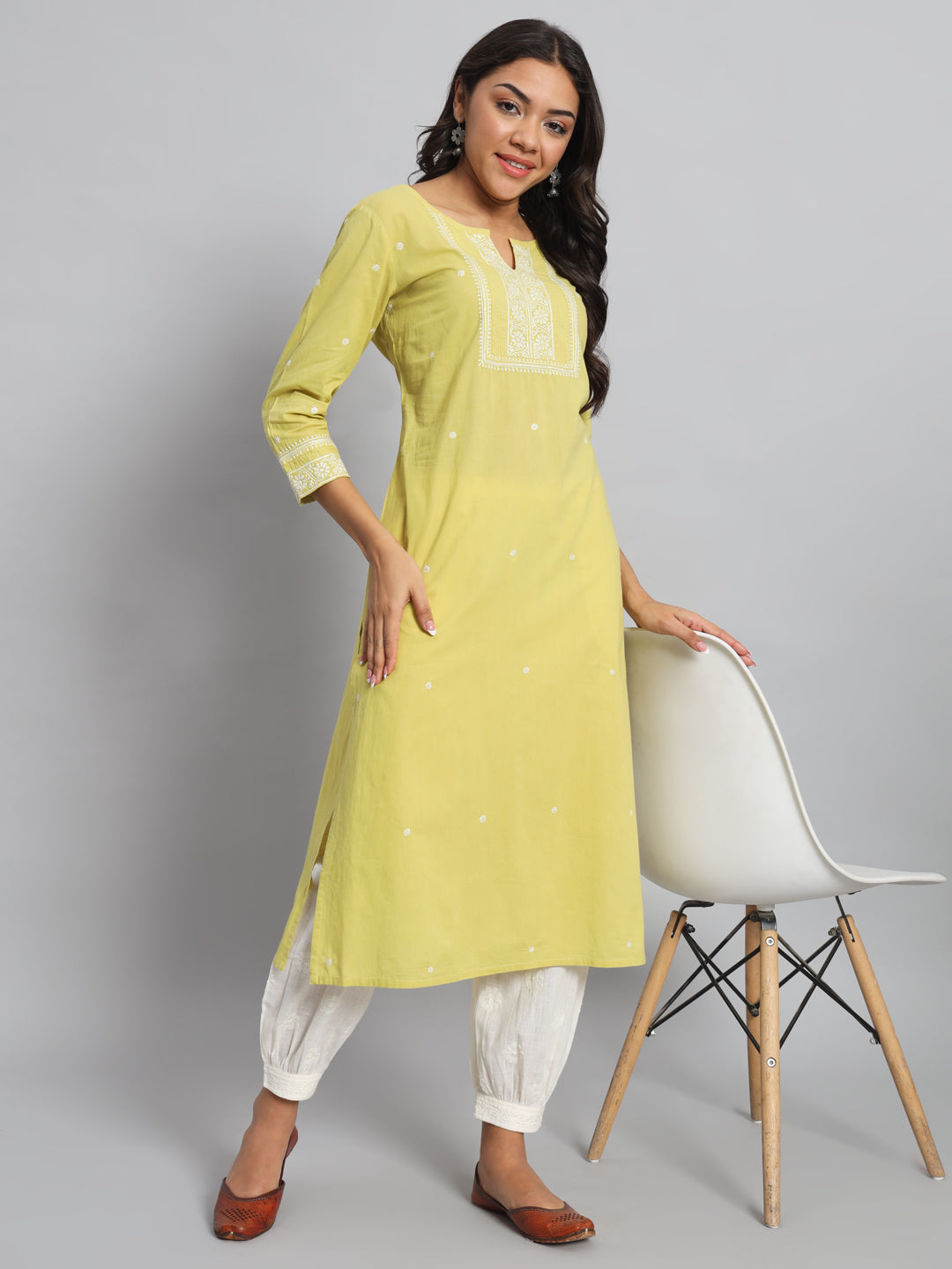 Lemon Yellow Basic Chikankari Kurta