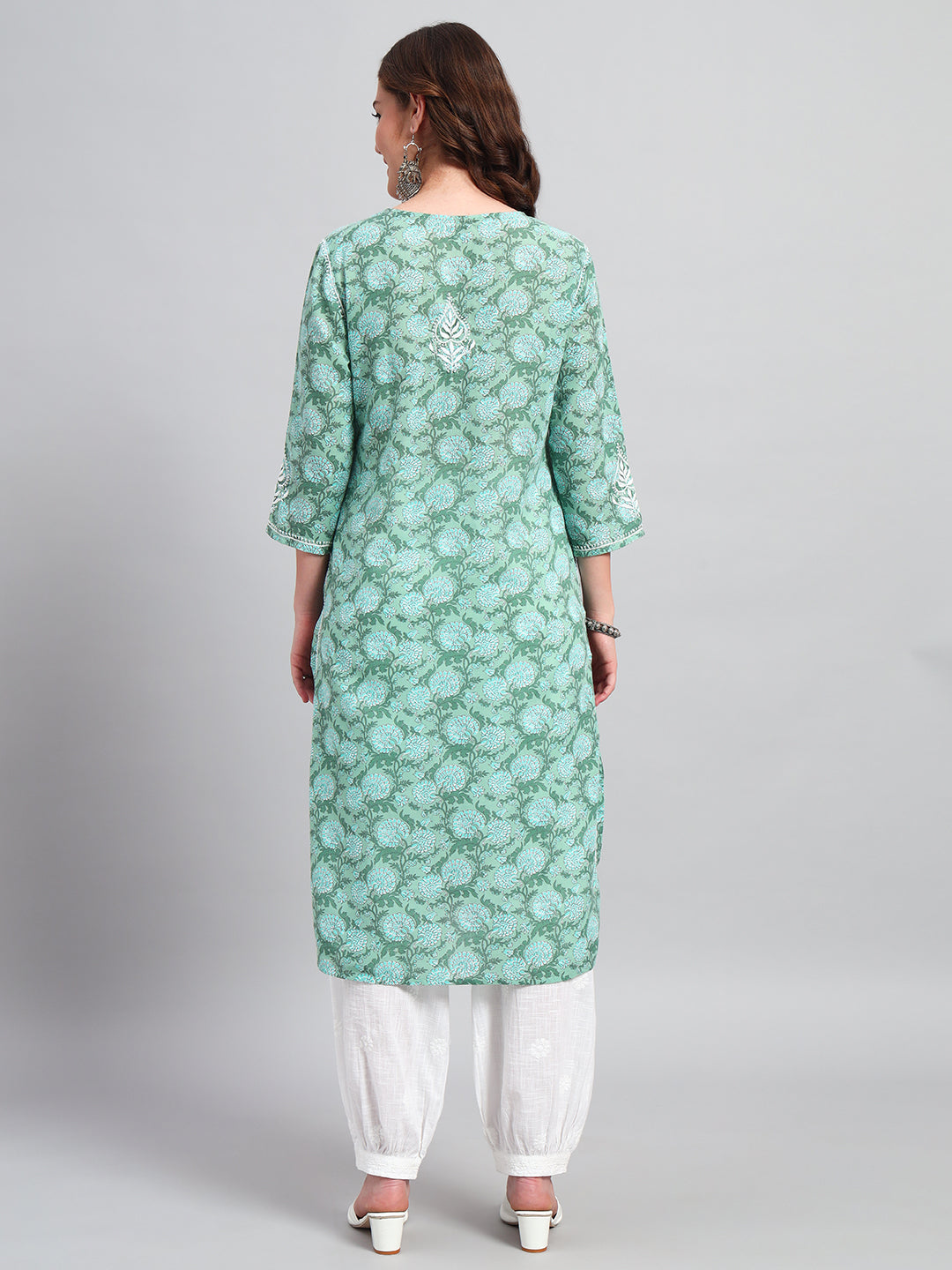 Printed Cotton Hand-Embroidered Chikankari Kurti