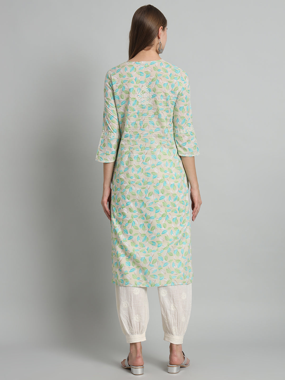 Printed Chikankari Kurta with Pockets