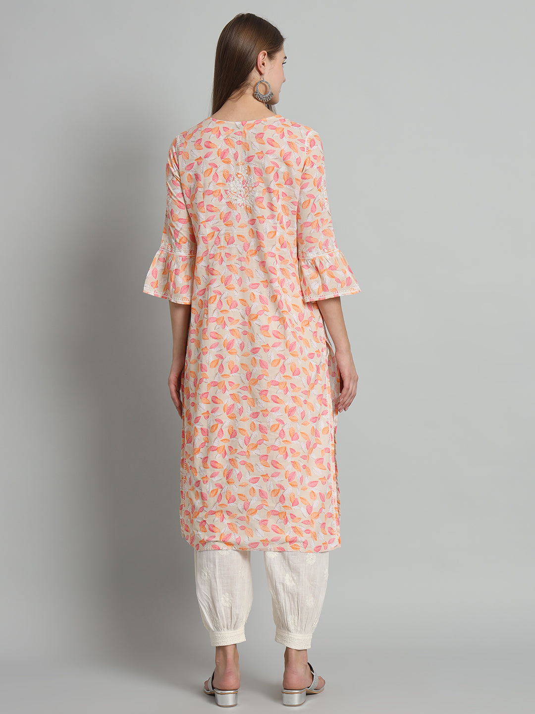 Printed Chikankari Kurta with Pockets