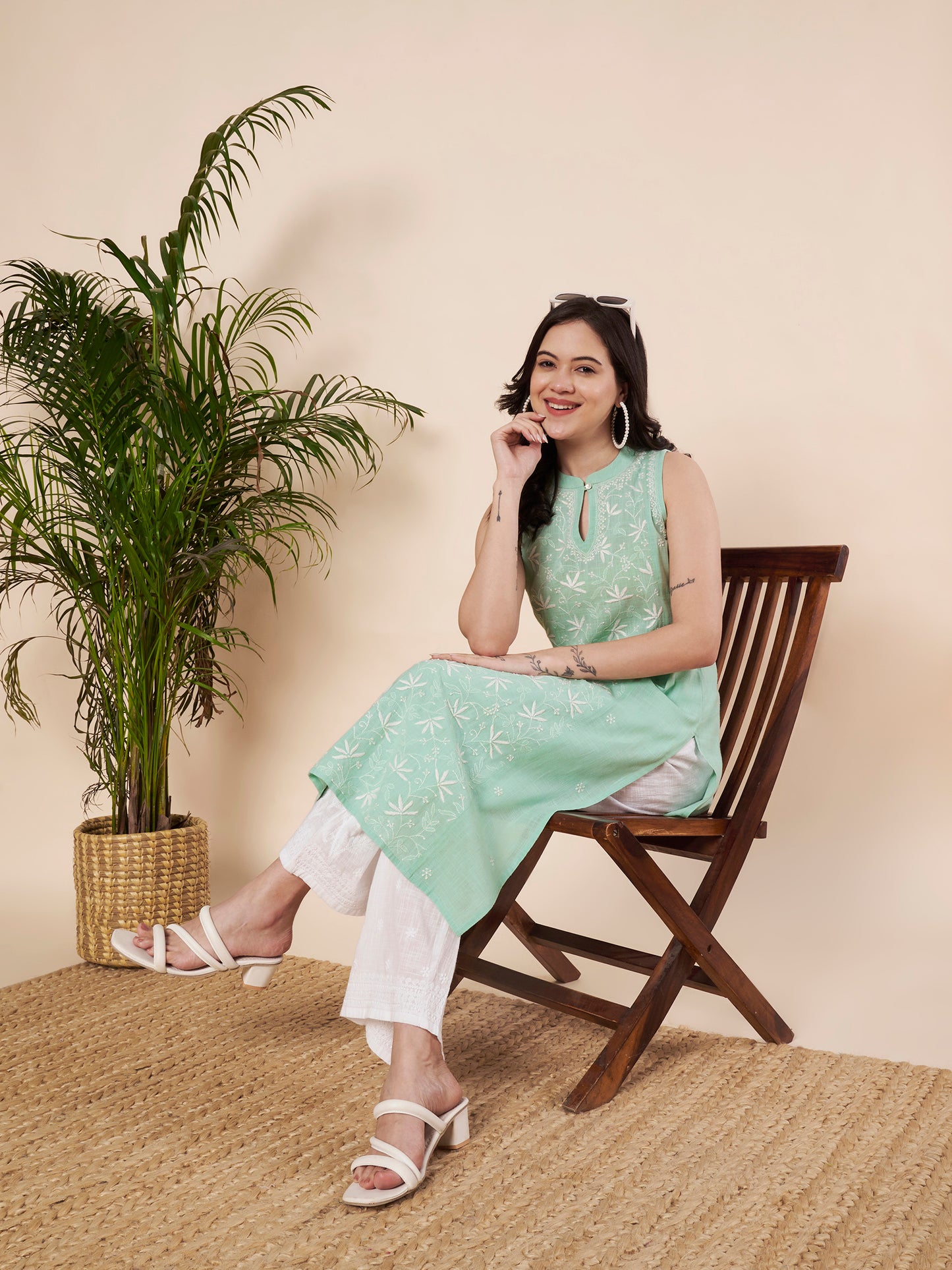 Mint Green Halter Chikankari Kurta