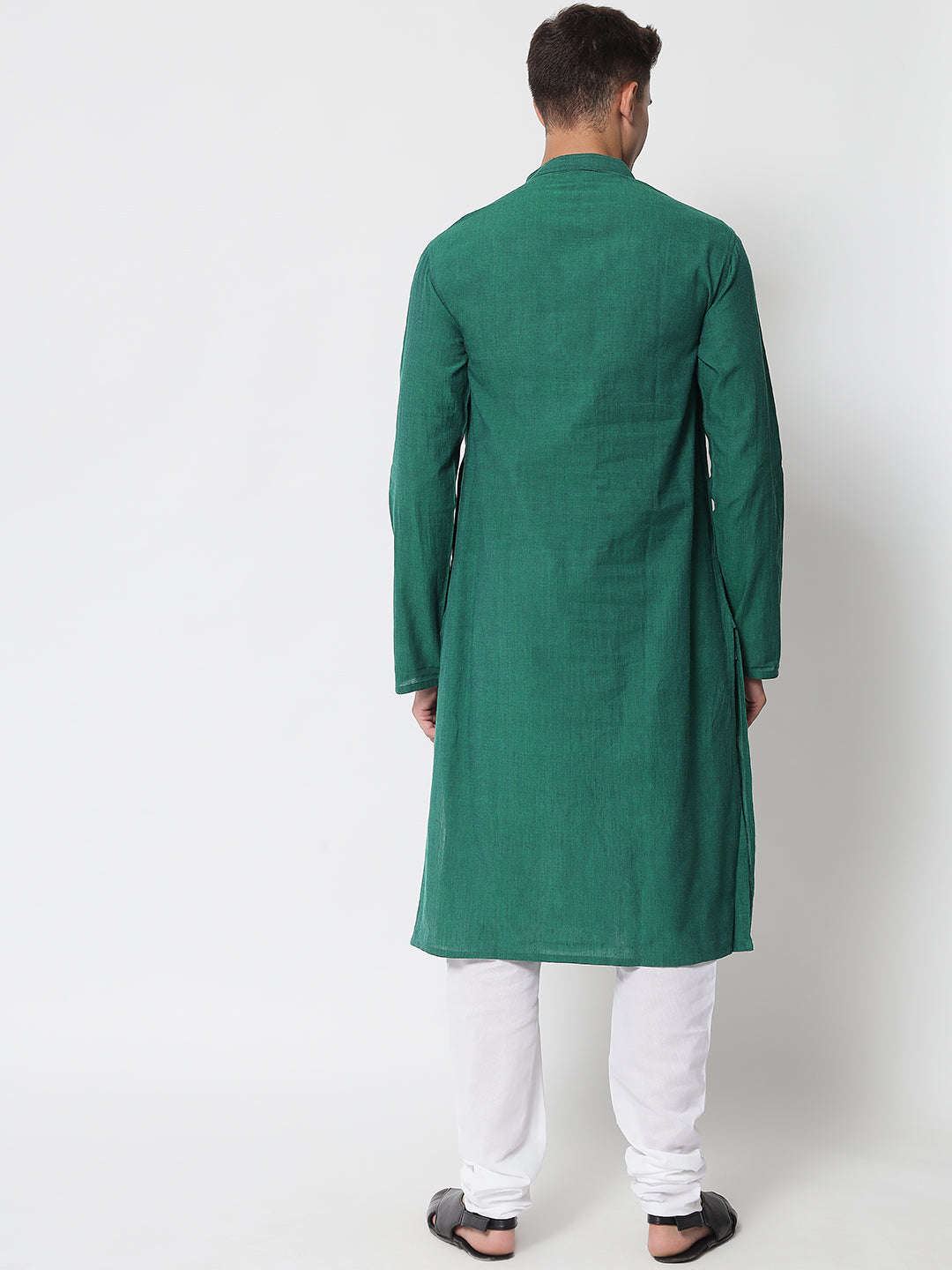 Men's Green Cotton Mangalgiri Chikankari Kurta