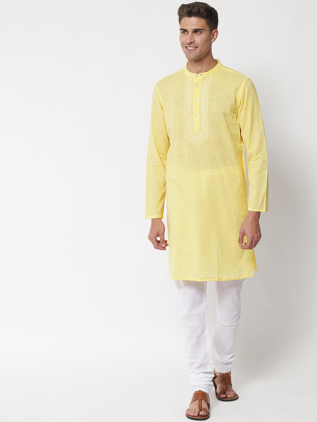 Men's Cotton Slub Chikankari Kurta