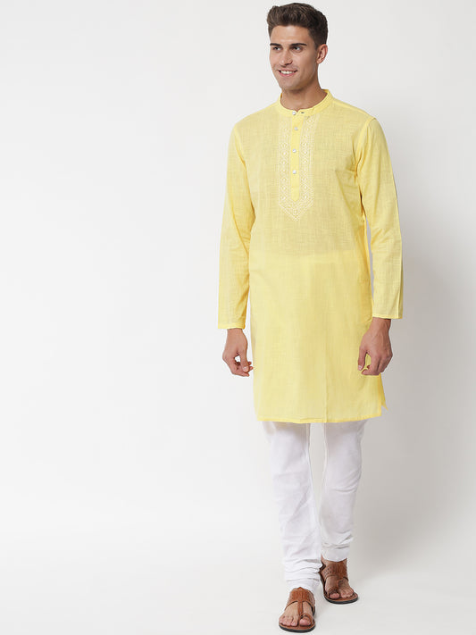 Men's Cotton Slub Chikankari Kurta