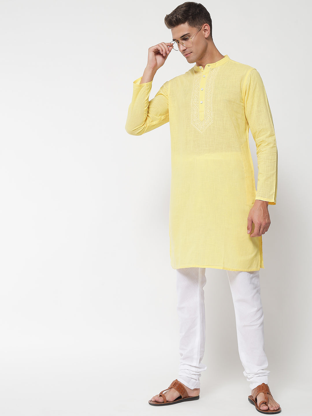 Men's Cotton Slub Chikankari Kurta