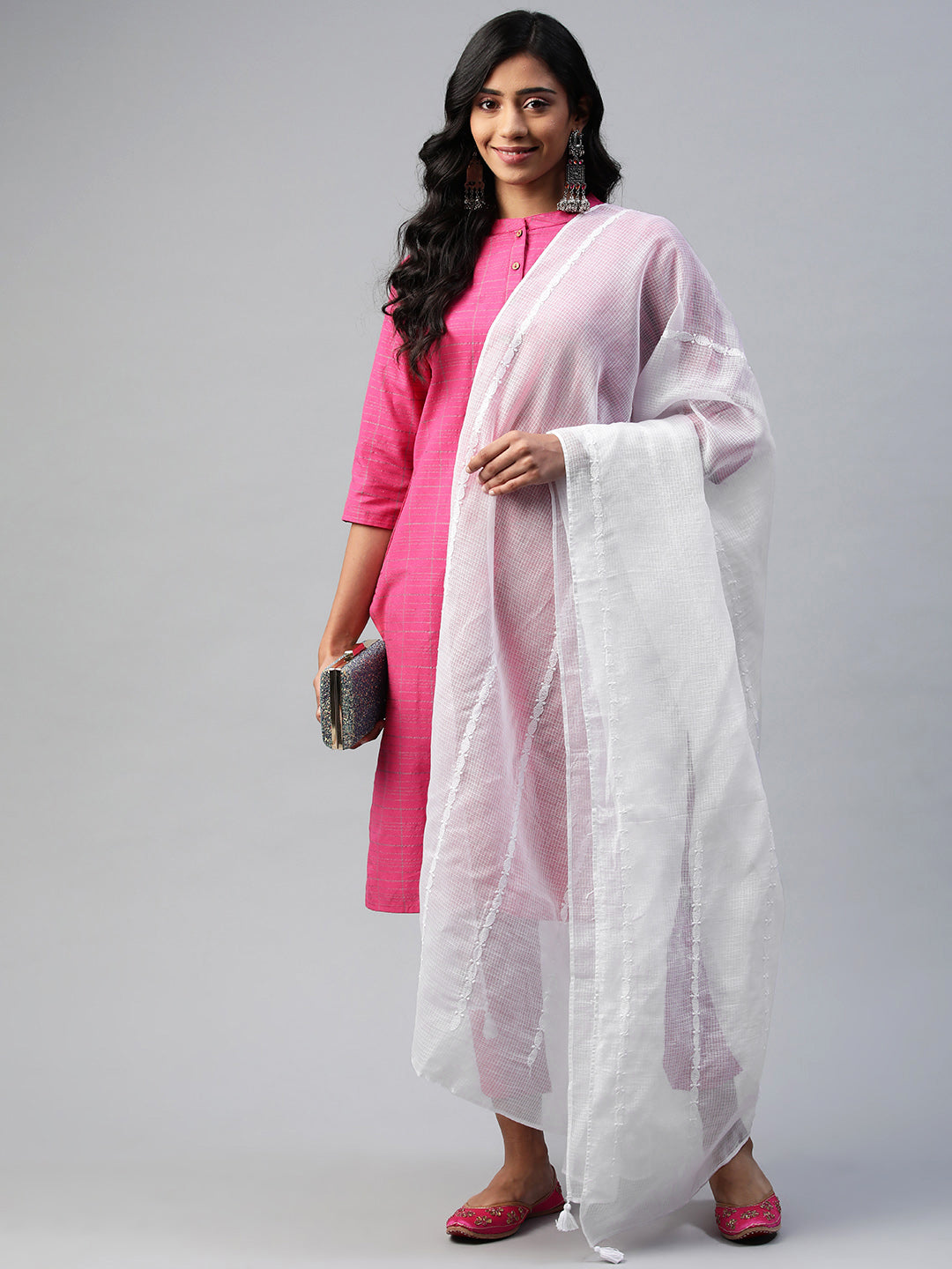 Kota Cotton Chikankari Dupatta