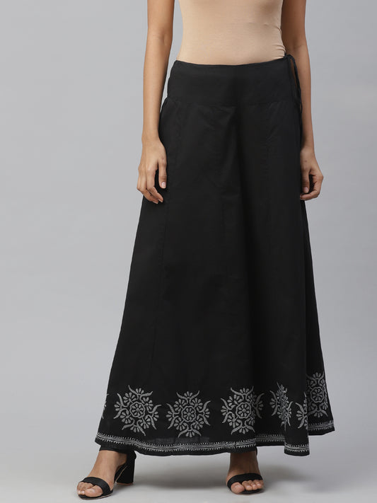 Black and Grey Chikankari Flared Palazzo