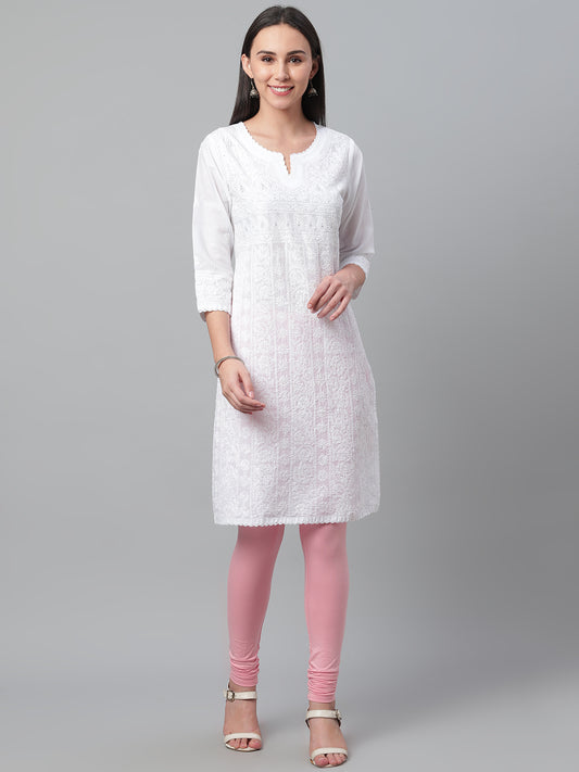 White Embroidered Kurta with Mukaish Work