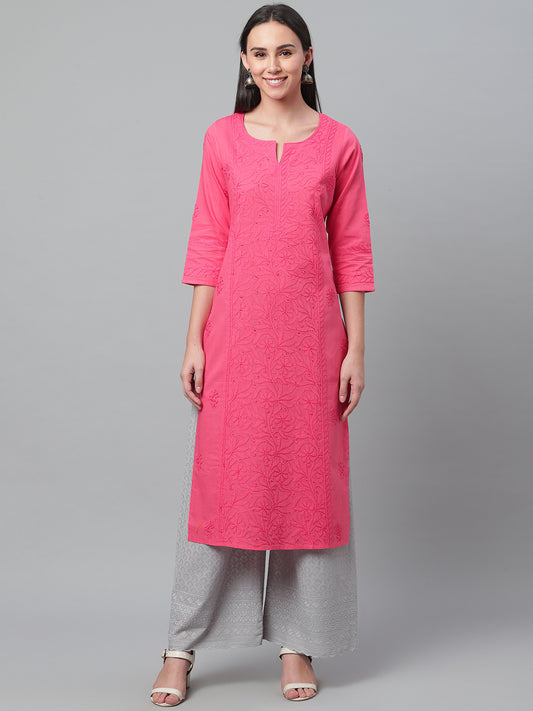 Coral Chikankari Straight Kurta