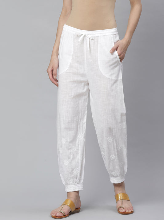 White Chikankari Afghani Pants