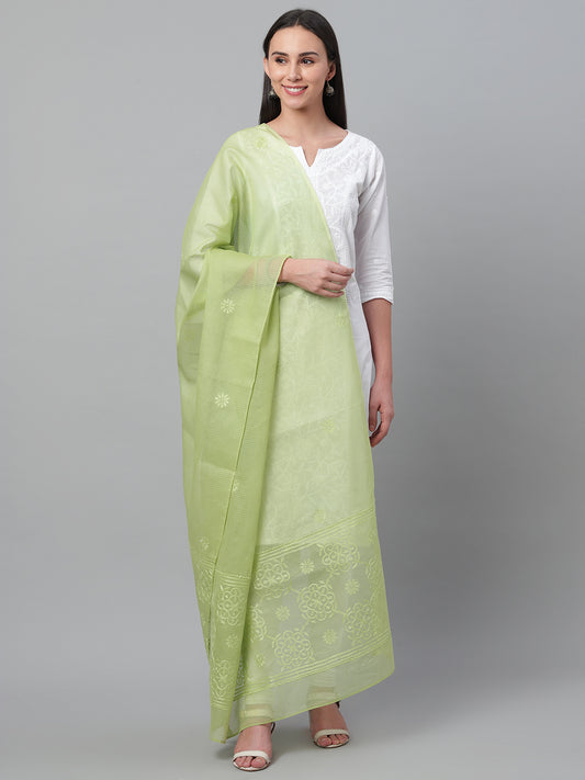 Green Kota Chikankari Dupatta