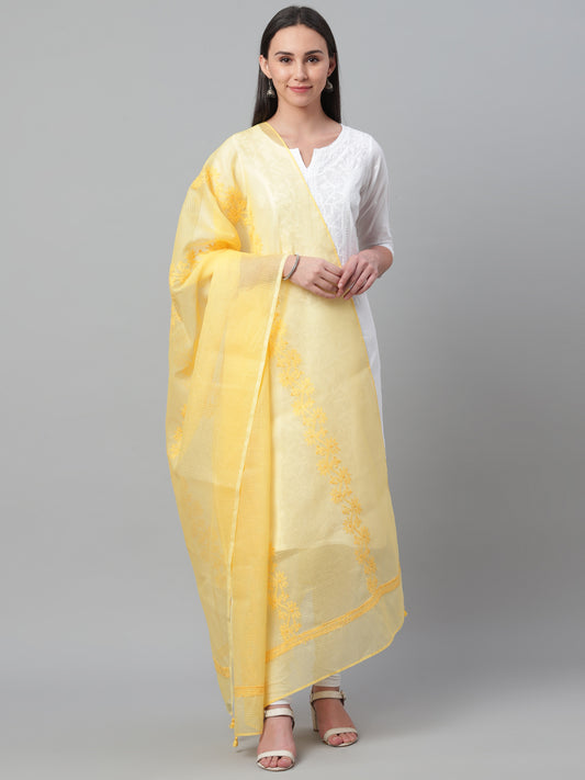 Yellow Kota Chikankari Dupatta