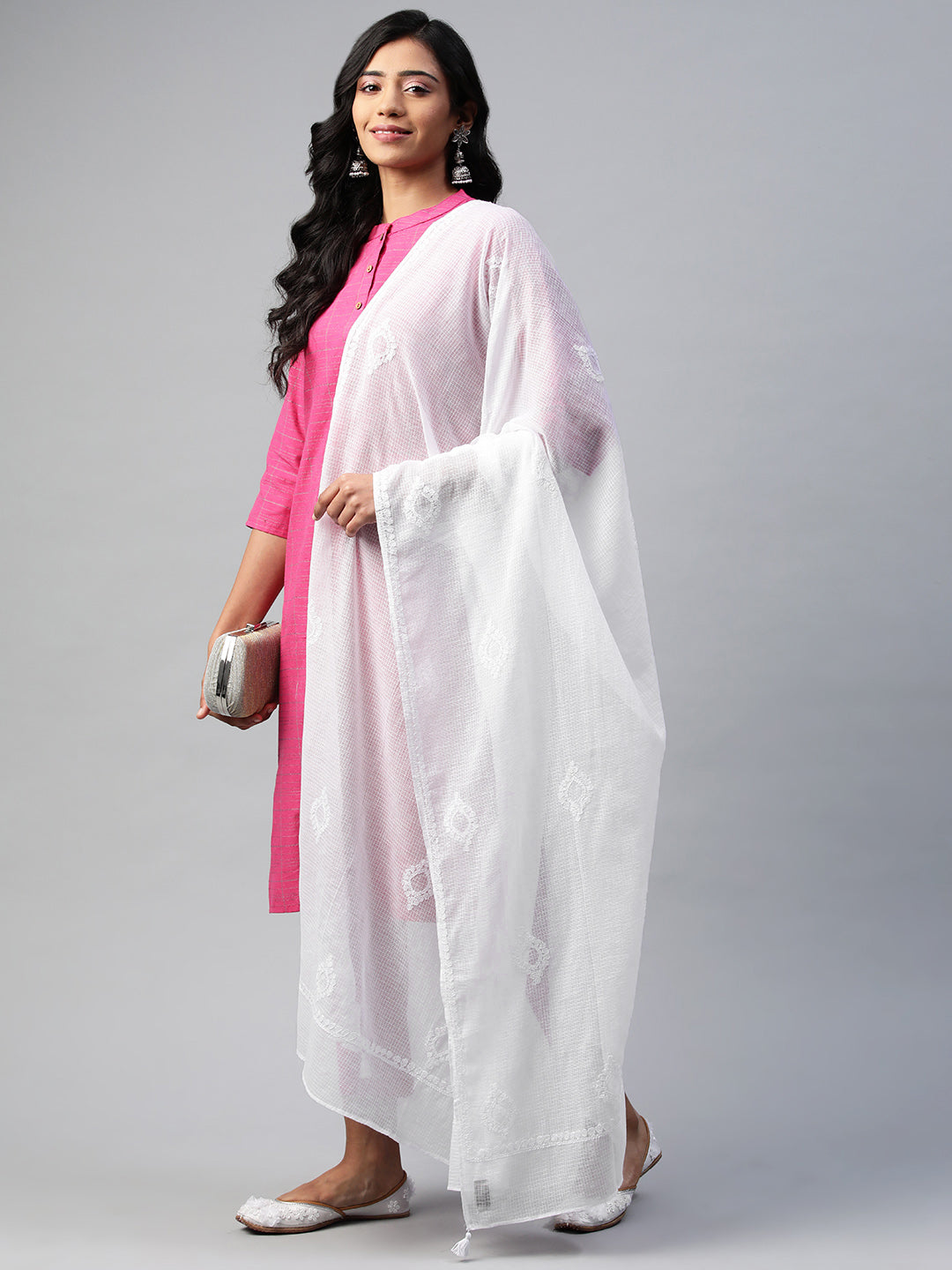 White Kota Cotton Dupatta
