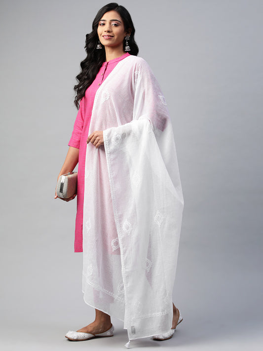 White Kota Cotton Dupatta