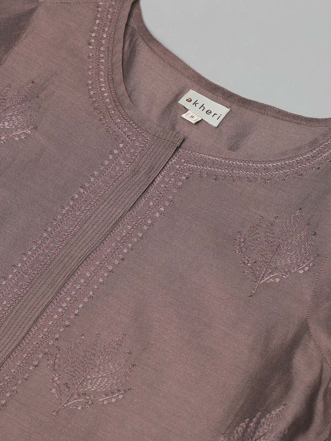 Taupe Chikankari Silk Festive Kurta