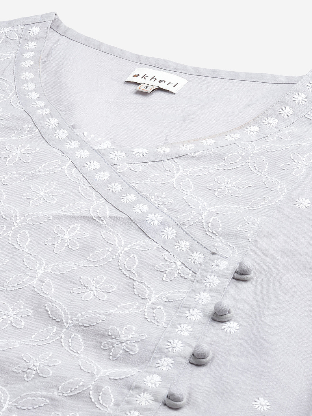 Light Grey Chikankari Angarkha