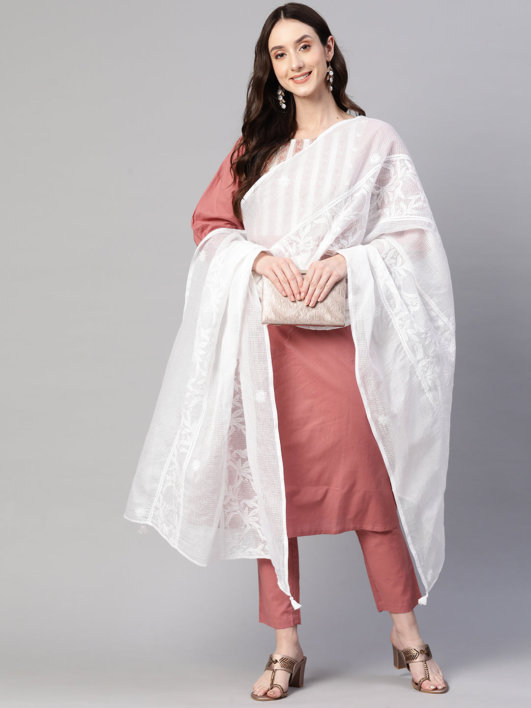 Kota Cotton Chikankari Dupatta