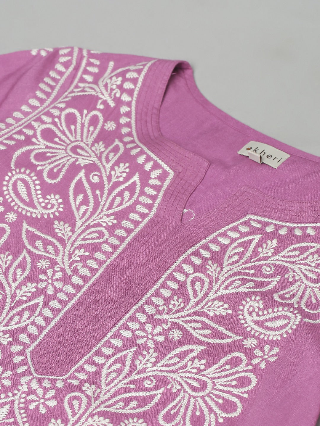 Purple Chikankari Rayon Straight Kurta