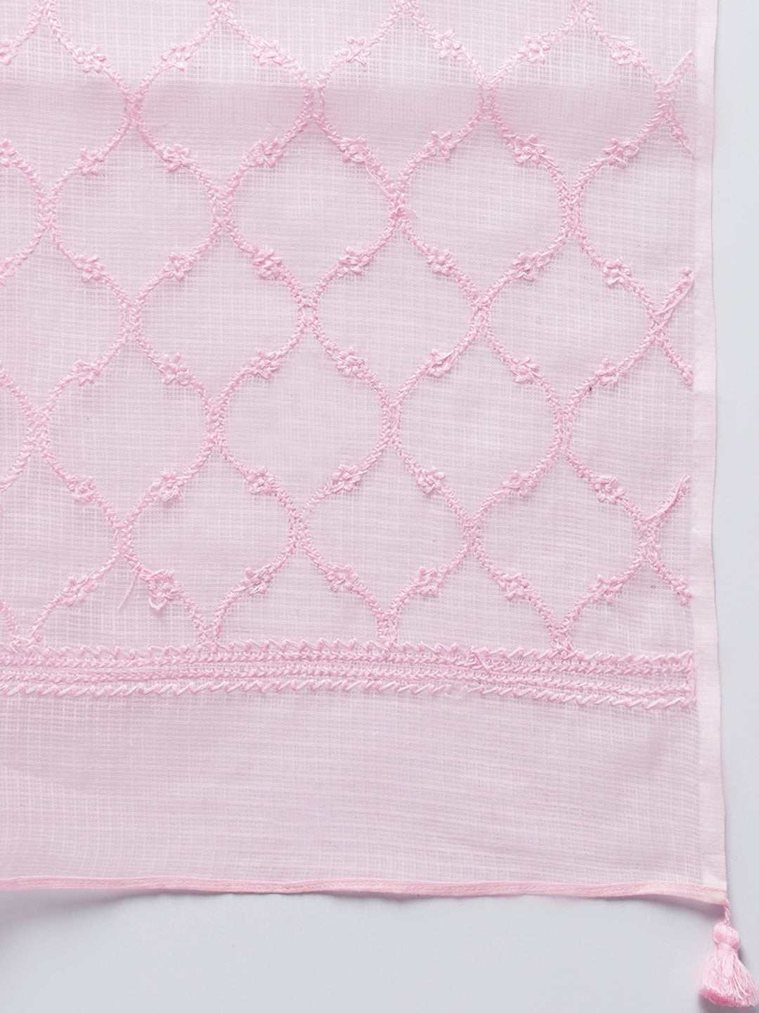 Pink Kota Chikankari Dupatta